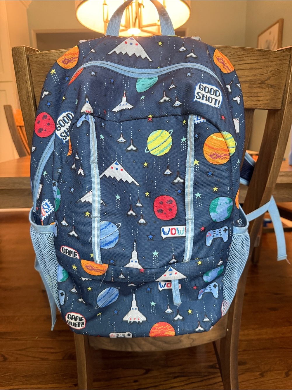 Lands' End Kids Space & Planets Backpack - Navy with Light Blue Accents